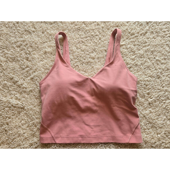 Lululemon Pink Crop Tank Top And Black Leggings Size 4 - Picture 4 of 16